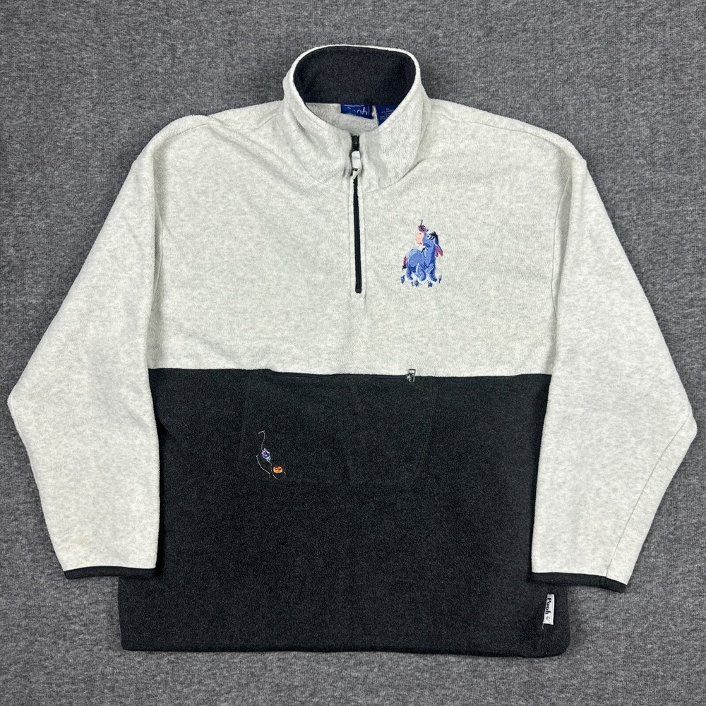 Vintage Winnie the Pooh Fleece Jacket‎ Adult Large 1/4 Zip Disney Eeyore Sweater